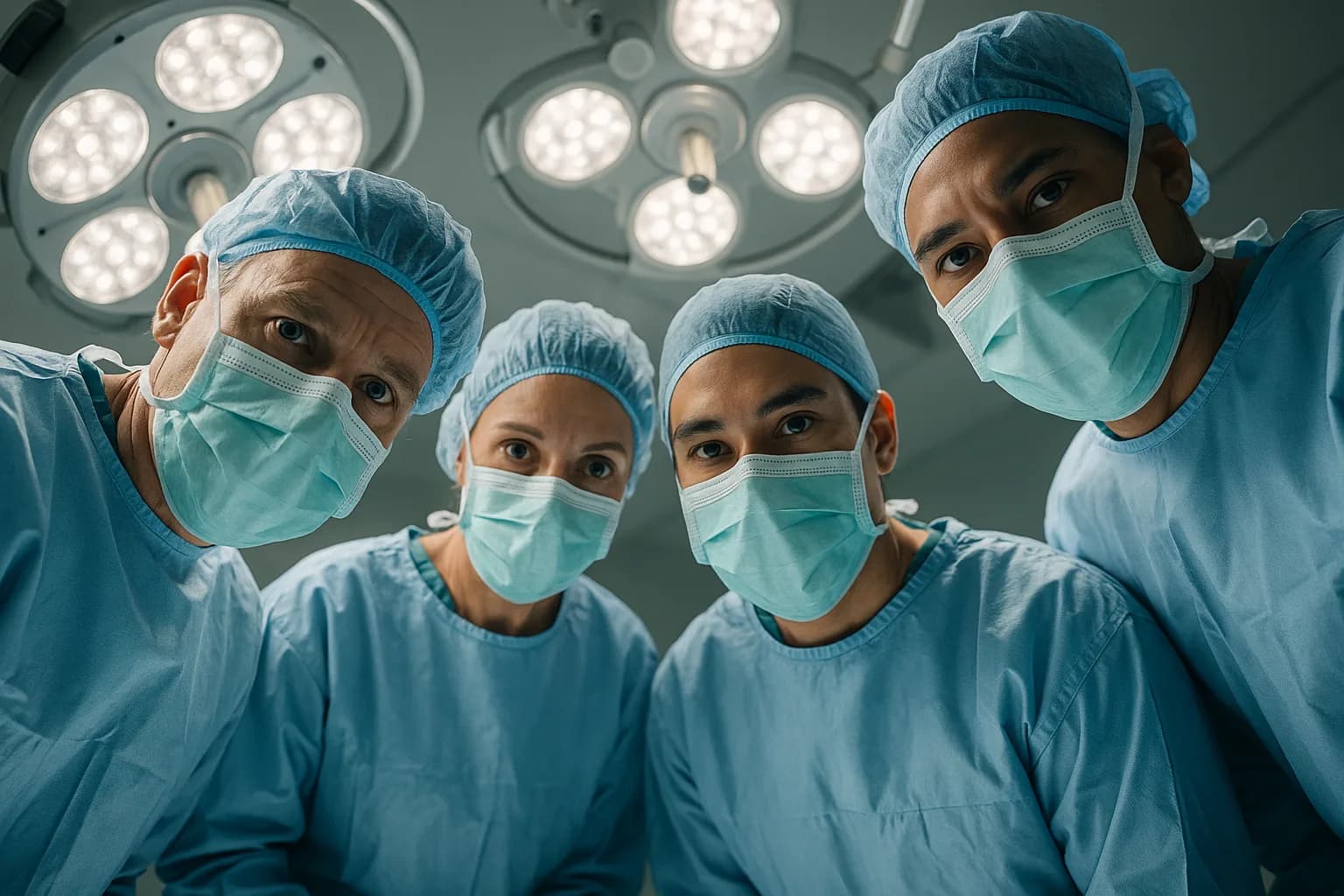 Equipe de farmácia unida atendendo pacientes